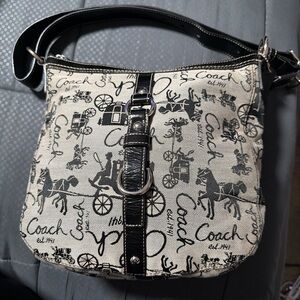 Coach Canvas Crossbody Bag in Cream and Black